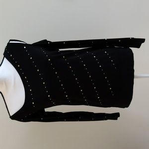 NWOT Women's Rachel Rachel Roy Black Cold Shoulder Top with Gold Studs